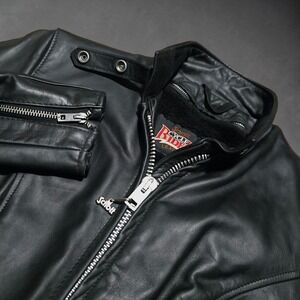 Vintage Schott Cycle Rider Black Leather Biker Moto Jacket Sherpa Line Womens 12